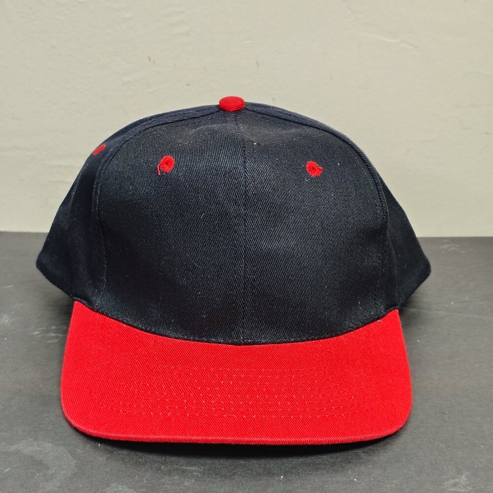 VINTAGE KC Caps Hat‎ Snap Back Black Red Blank Baseball